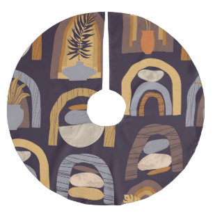 Bohemian Abstract: Minimalist Vintage Charm. Brushed Polyester Tree Skirt