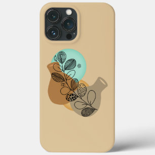 BOHEMIAN ABSTRACT MINIMALIST WITH BLACK LEAF iPhone 13 PRO MAX CASE