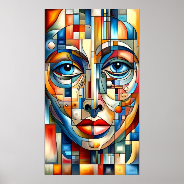 Bohemian Abstract Modern Lady Face Poster (Front)