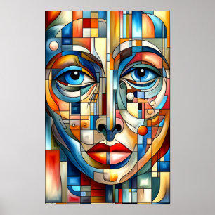 Bohemian Abstract Modern Lady Face Poster