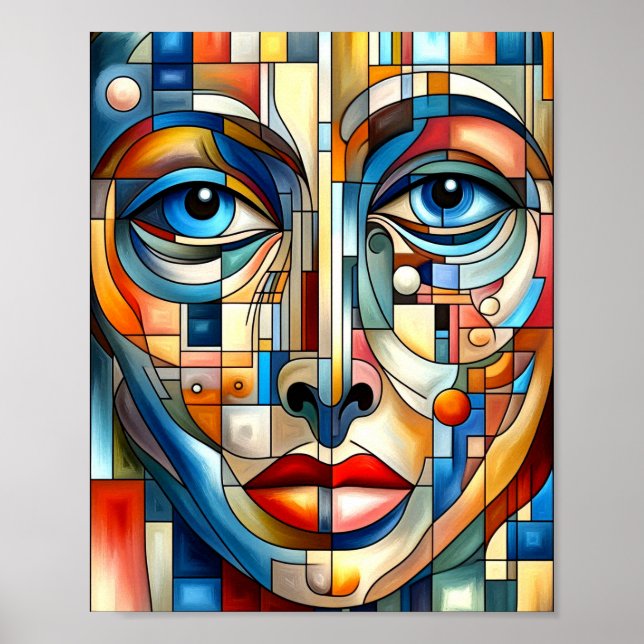 Bohemian Abstract Modern Lady Face Poster. Poster (Front)