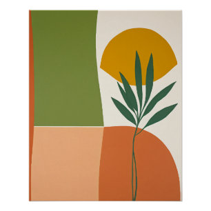 bohemian abstract plant sun poster