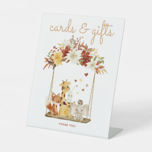 Bohemian Animals Baby Shower Gifts and Cards Pedestal Sign