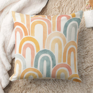 Bohemian arch fish scale painted pattern throw pillow