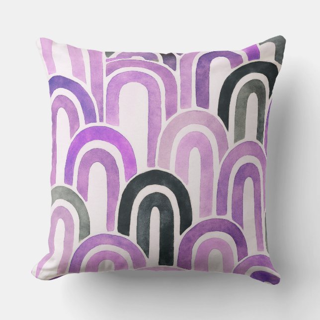 Bohemian arch fish scale painted pattern throw pillow (Front)