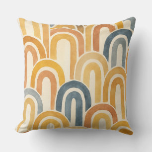 Bohemian arch fish scale painted pattern throw pillow