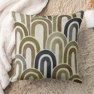 Bohemian arch fish scale painted pattern throw pillow