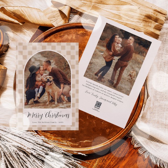 Bohemian Arch Script Christmas Holiday Photo Card  (Creator Uploaded)