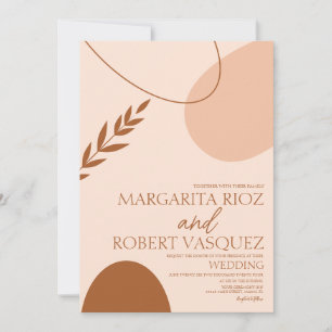 Bohemian Arch Shapes Tan Terracotta Wedding  Invitation