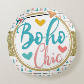 Bohemian Arrows Tribal Girls Chic Nursery Round Pillow