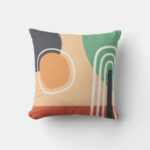 Bohemian art abstract rainbow and sun throw pillow