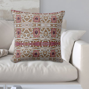 bohemian art deco fashion wine red burgundy  throw pillow