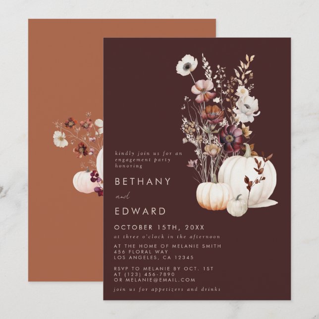 Bohemian Autumn Engagement Party Invitation (Front/Back)