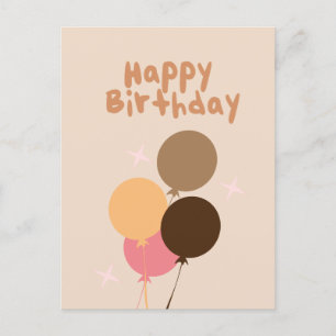 Bohemian Balloons Happy Birthday Hand Lettering Postcard
