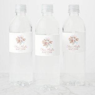 Bohemian Baptism Boho Christening Flowers Water Bottle Label