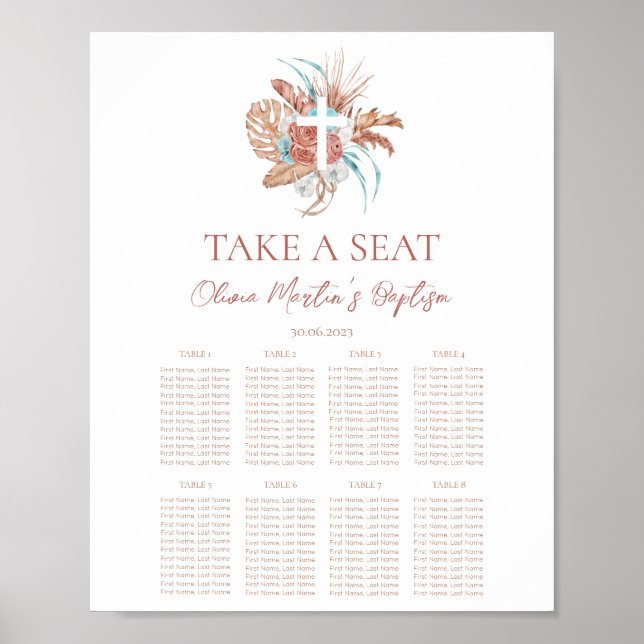 Bohemian Baptism Boho Christening Seating Chart 3 (Front)