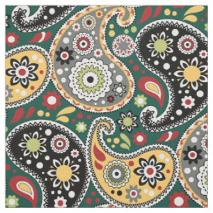 Bohemian Baroque Autumn Colors Paisley Print Fabric