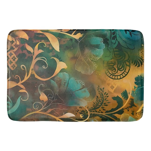Bohemian Bathroom Retreat: Enchanted Garden Bath Mat (Front)