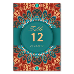 Bohemian Batik Mariage Numéro de table Cartes post