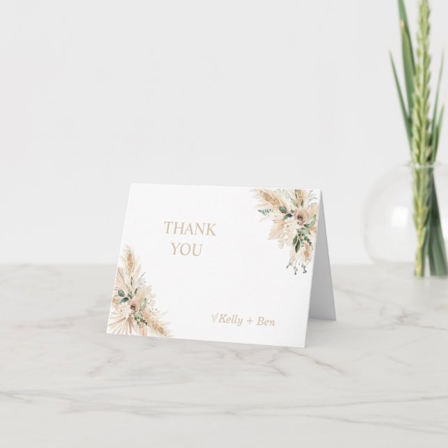Bohemian beige Baby Shower Thank You Card (Front)