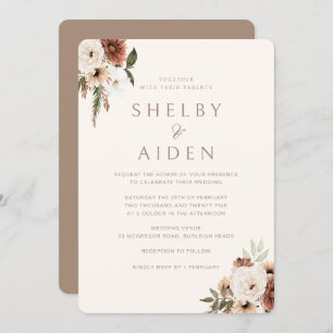 Bohemian Beige Minimalist Neutral Wedding Invitation