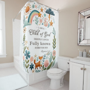 Bohemian Bible Verse Floral Shower Curtain
