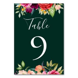 Bohemian Blooms Emerald Green Table Number