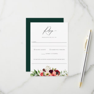 Bohemian Blooms Floral Wedding Food Allergy RSVP Card