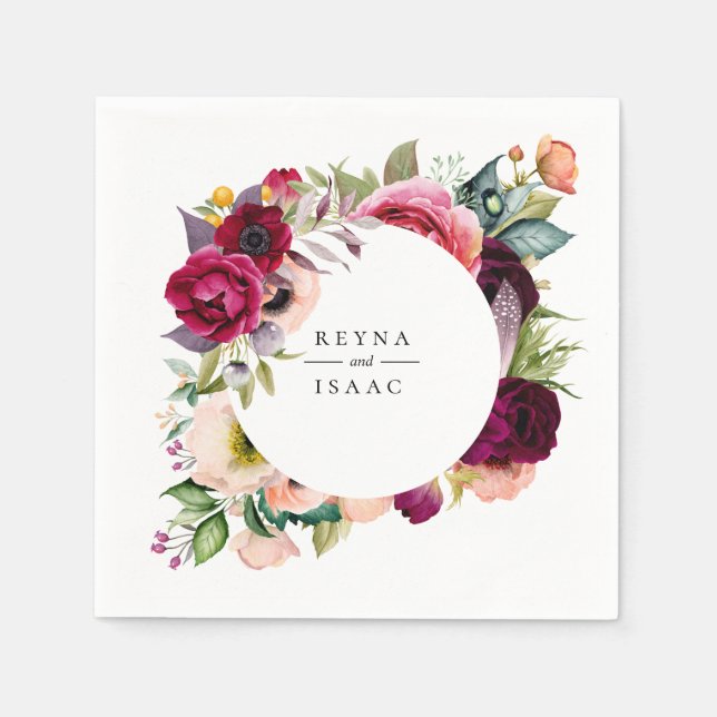 Bohemian Blooms Personalized Paper Napkins (Front)