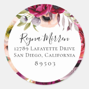 Bohemian Blooms Return Address Sticker