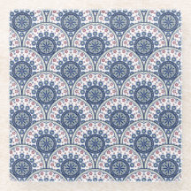 Bohemian Blue Fan Mandala Tile