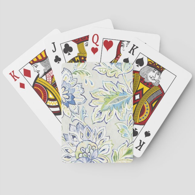 Bohemian Blue Flower Playing Cards (Back)