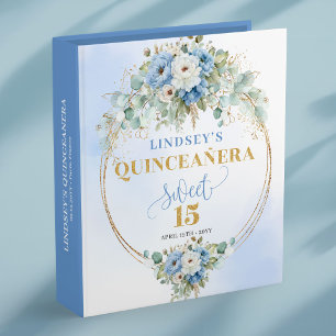 Bohemian Blue Gold 15th Birthday Memory Album Binder