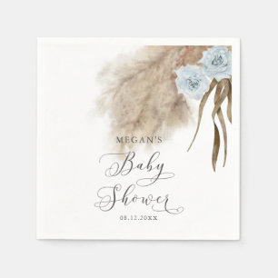 Bohemian Blue Pampas Grass Baby Shower  Napkin
