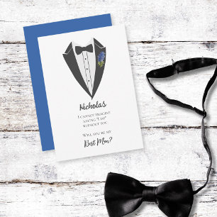 Bohemian Blue-Violet Best Man Proposal Invitation