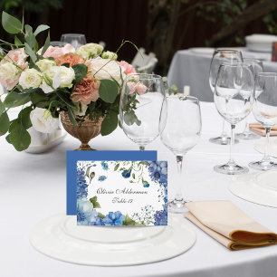 Bohemian Blue-Violet Floral Budget Wedding Place Card