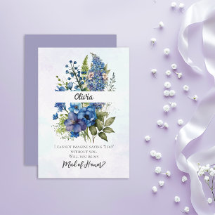 Bohemian Blue-Violet Maid of Honour Proposal Invitation