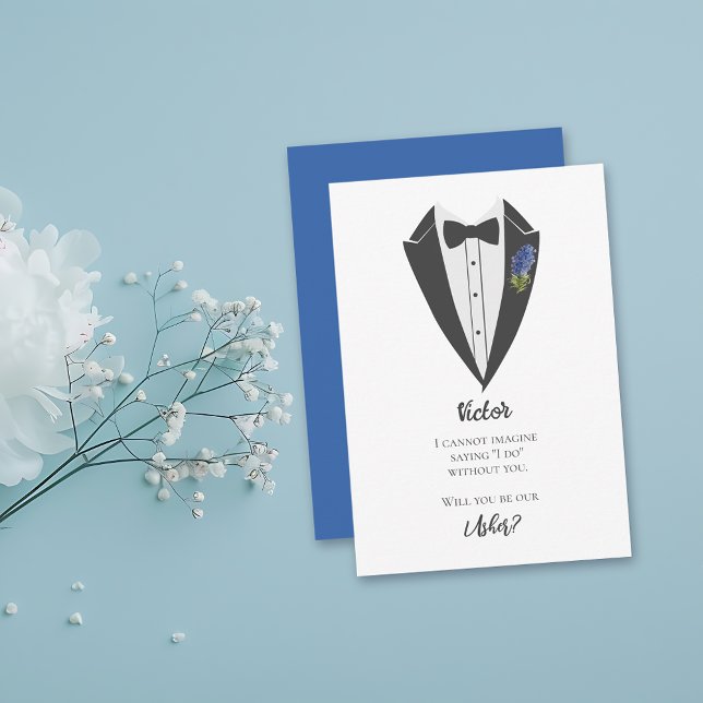 Bohemian Blue-Violet Usher Proposal Invitation (Creator Uploaded)