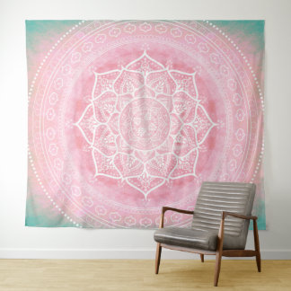 Bohemian Blush Pink & Blue Tapestry