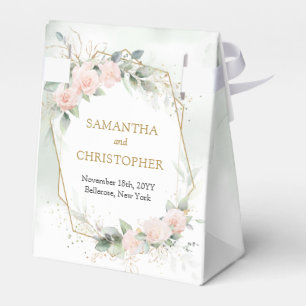 Bohemian Blush roses eucalyptus gold wedding Favor Box