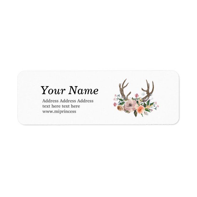 bohemian, boho, antler,  return address stickers (Front)