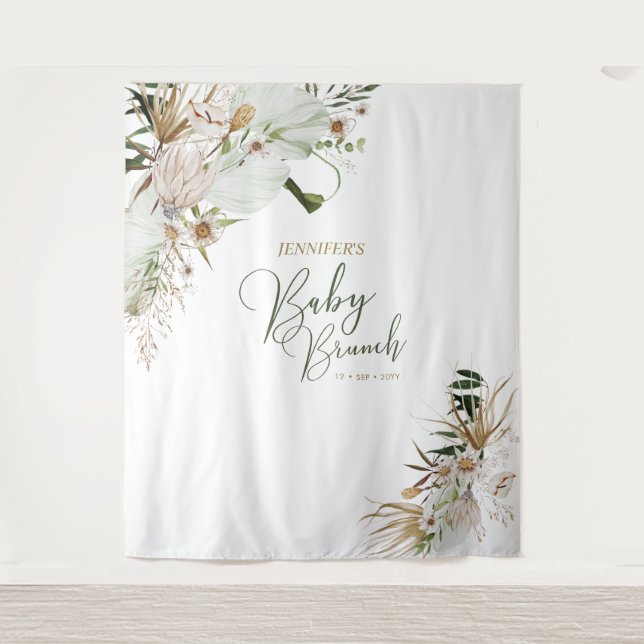 Bohemian Boho Baby Brunch Decor Backdrop Tapestry (Front)