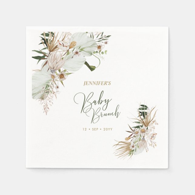 Bohemian Boho Baby Shower Brunch Decor Napkins (Front)