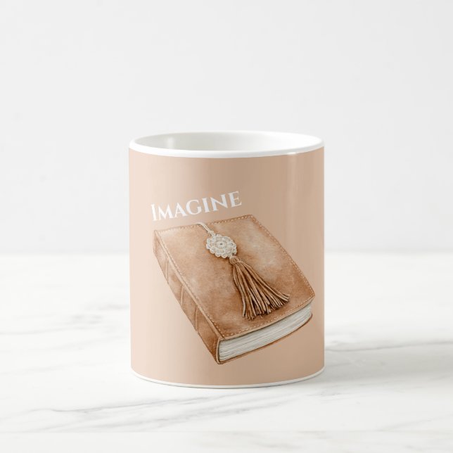 Bohemian Boho Brown Tan Book Bookmark Coffee Mug (Center)
