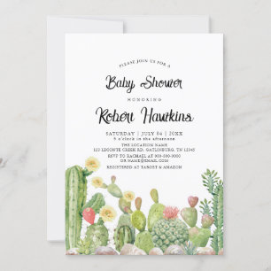 Bohemian Boho Cactus Gender Neutral Baby Shower Invitation