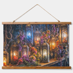 Bohemian Boho Dried Flowers Lanterns Wall Art