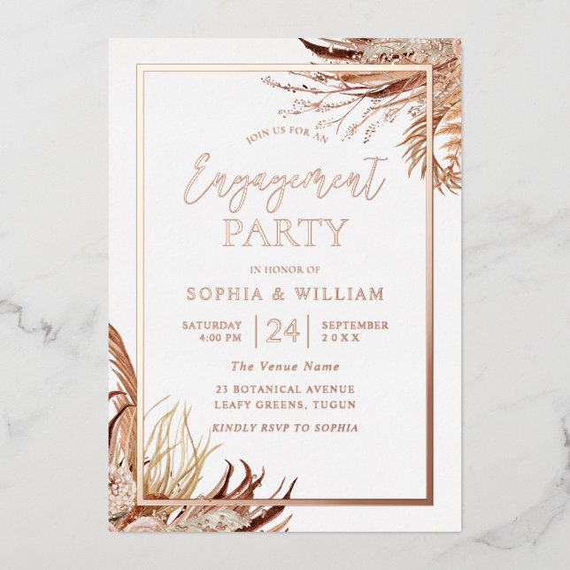 Bohemian Boho Engagement Party Rose Gold (Front)
