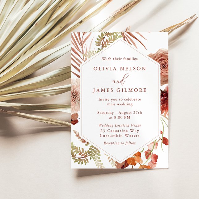 Bohemian Boho Floral Modern All Seasons Wedding Invitation (Creator Uploaded)