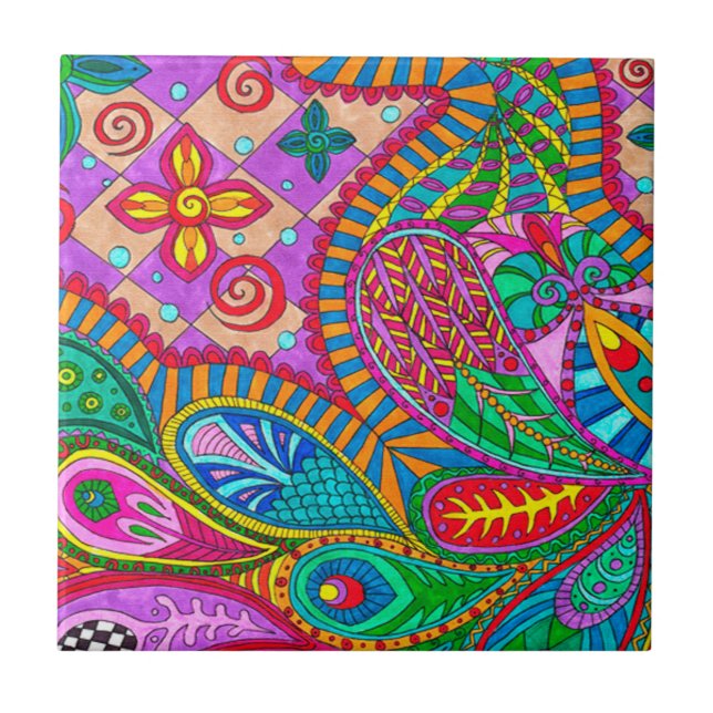Bohemian Boho MOD Pattern Tile (Front)