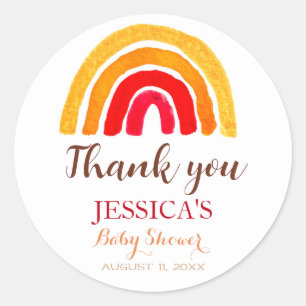 Bohemian Boho Rainbow Baby Shower Earthy Cute Classic Round Sticker